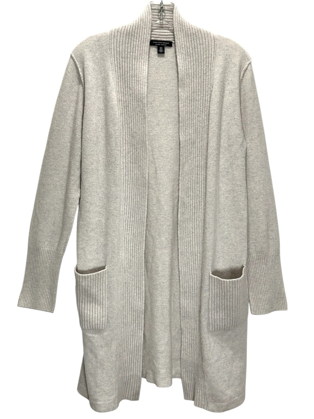 Saks Fifth Avenue Women’s Gray Heather Cashmere Long Line Open Cardigan - Medium